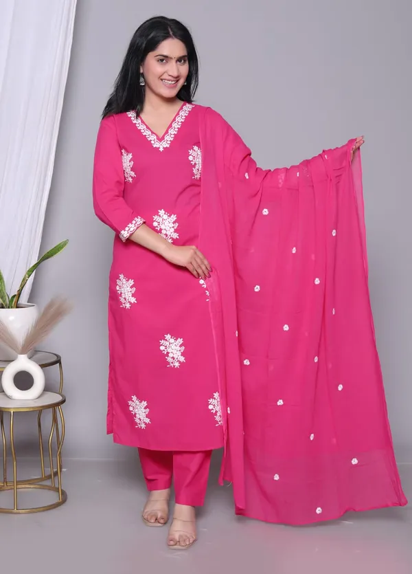 Pink_Premium_Kurta_Set_With_Dupatta_For_Women_And_Girls