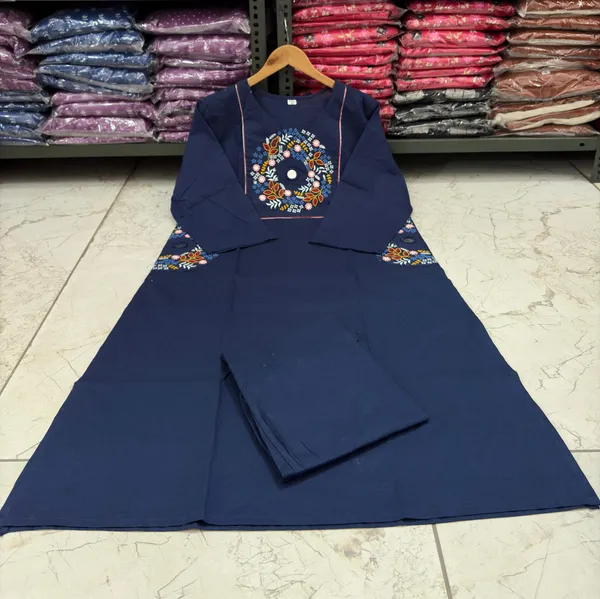 Classic_Blue_Floral_Kurta_Set_For_Women_And_Girls