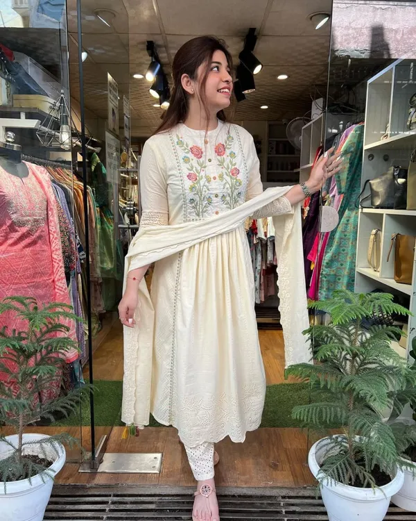 White_Premium_Anarkali_Kurta_For_Women_And_Girls