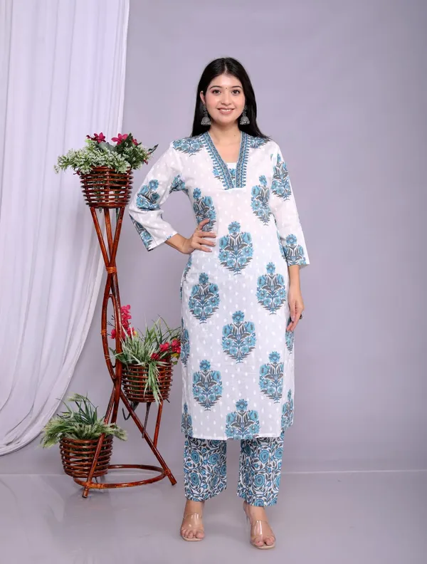 Sky_Blue_Floral_Cotton_Kurta_Set_With_Dupatta_For_Women_And_Girls