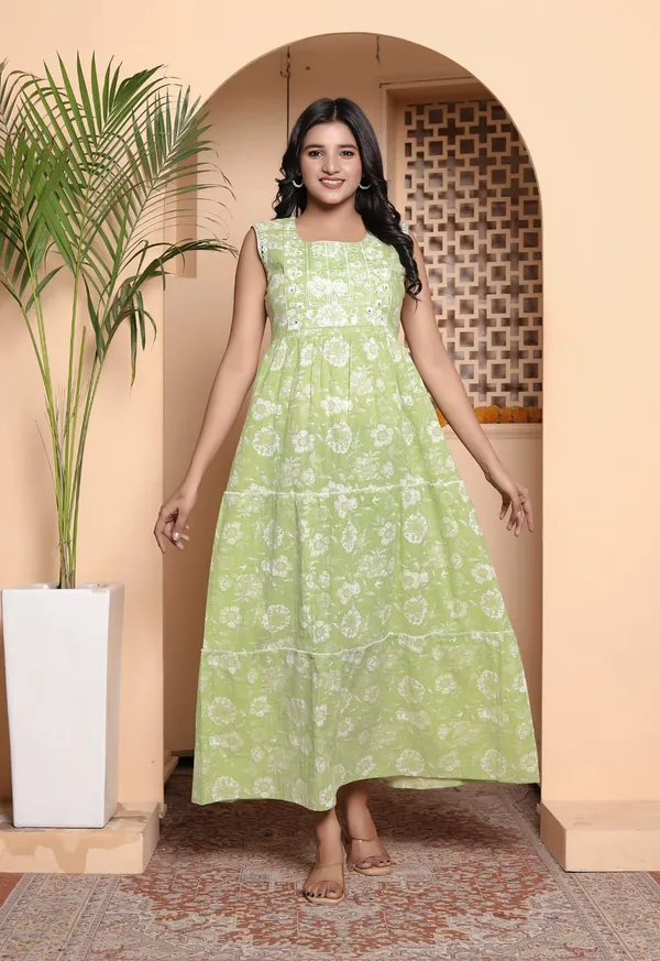 Green_Cotton_Premium_Dress_For_Women_And_Girls