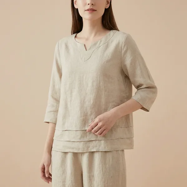 Beige_Cotton_Linen_Premium_Co_Ord_Set_For_Women_And_Girls