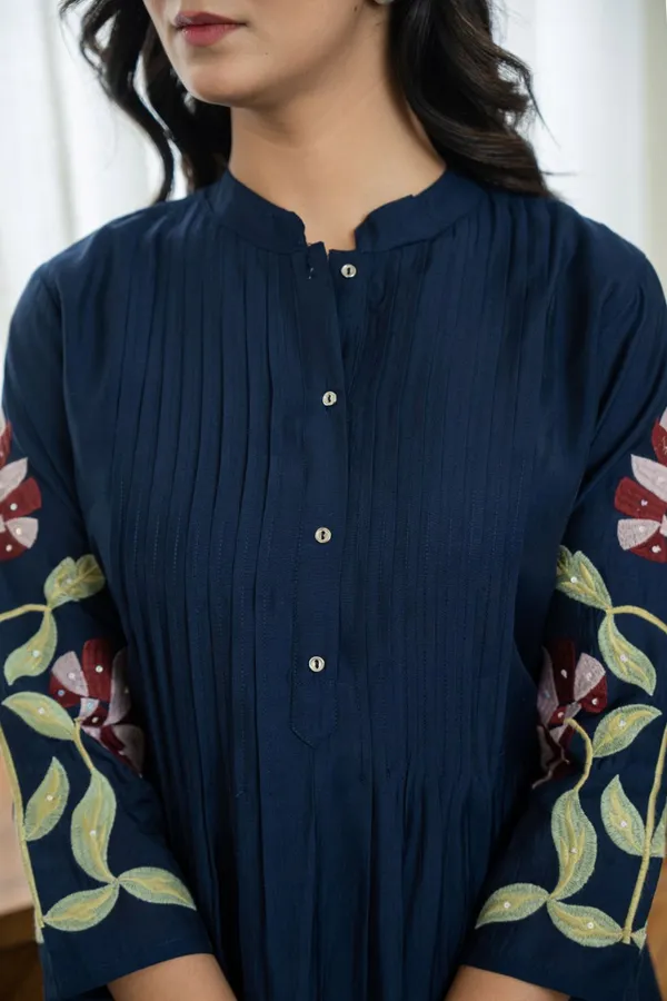 Navy_Blue_Cotton_Premium_Embroidered_Kurta_Set_For_Women_And_Girls