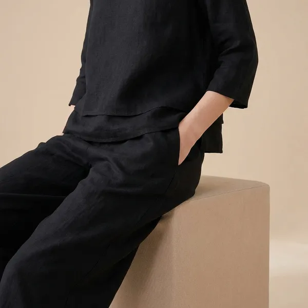 Black_Cotton_Linen_Premium_Co_Ord_Set_For_Women_And_Girls