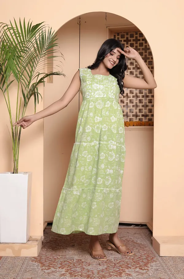 Green_Cotton_Premium_Dress_For_Women_And_Girls