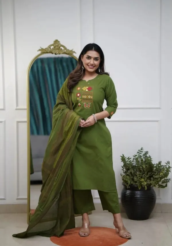 Mehandi_Cotton_Premium_Kurta_Ethnic_Wear_For_Women_And_Girls
