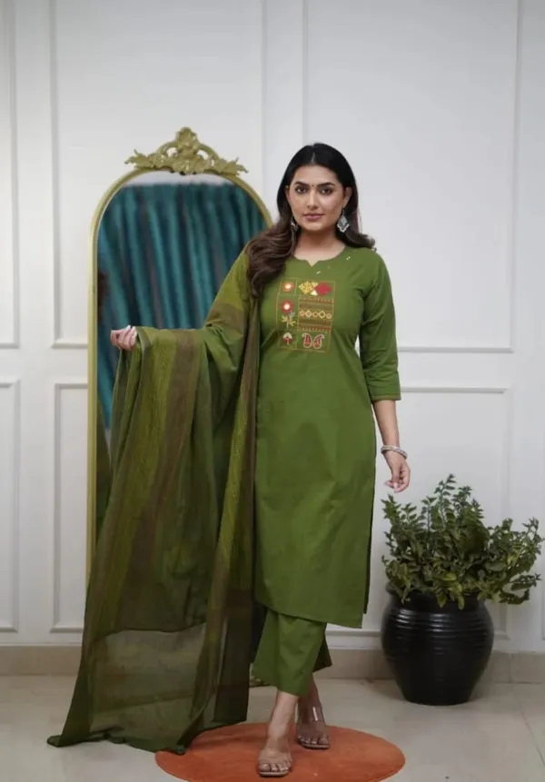 Mehandi_Cotton_Premium_Kurta_Ethnic_Wear_For_Women_And_Girls