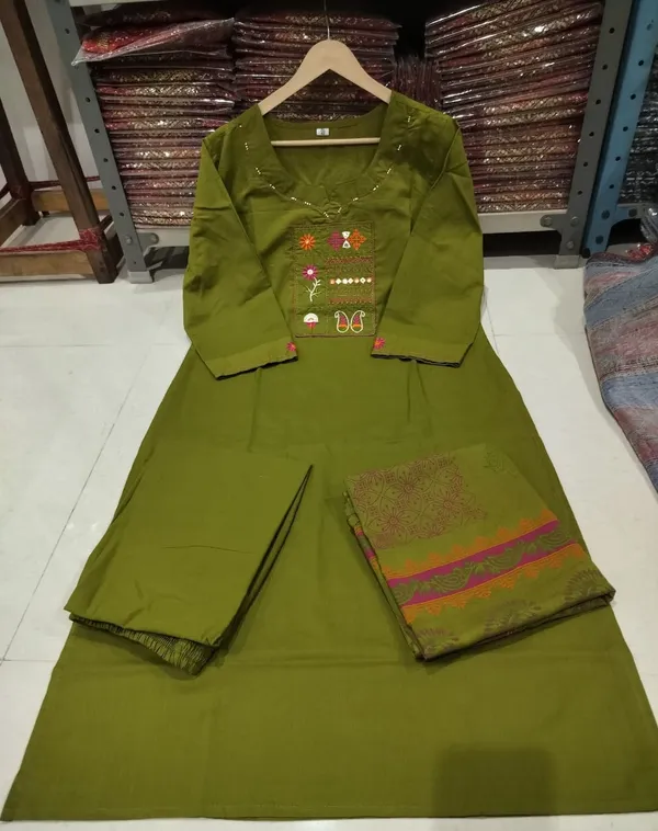 Mehandi_Cotton_Premium_Kurta_Ethnic_Wear_For_Women_And_Girls