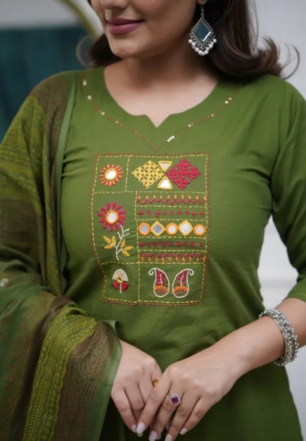 Mehandi_Cotton_Premium_Kurta_Ethnic_Wear_For_Women_And_Girls