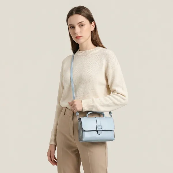 Light_Blue_Faux_Leather_Sling_Bag_For_Daily_Work_Office_Use