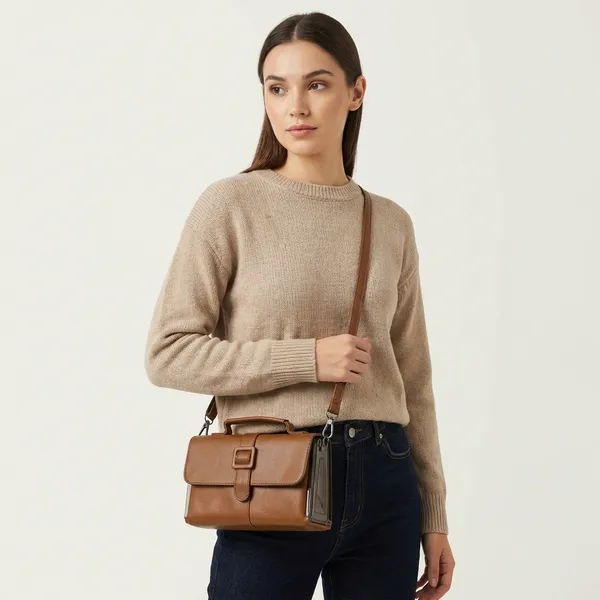 Brown_Faux_Leather_Sling_Bag_For_Daily_Work_Office_Use
