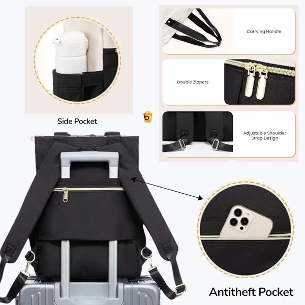 Black_And_White_Oxford_Poly_Canvas_Material_Backpack_For_Daily_Office_Work_Use