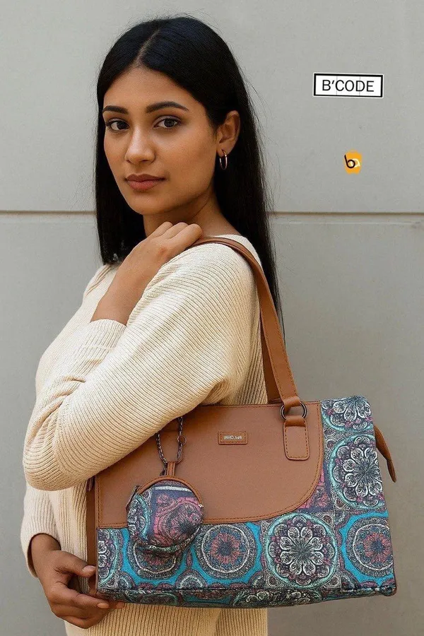 Multicolor_Pu_Cotton_With_Vegan_Leather_Laptop_Tote_Bag_For_Unisex