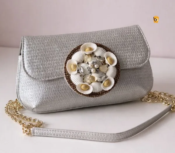 Grey_Soft_Metallic_Pu_Jute_Clutch_Bag_For_Women
