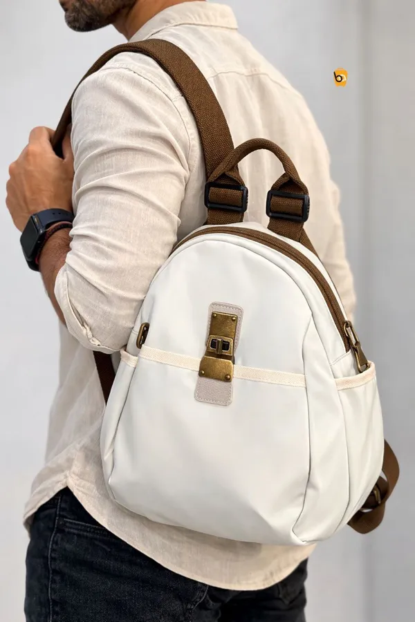 White_And_Brown_Canvas_Poly_Soft_Backpack_For_Unisex