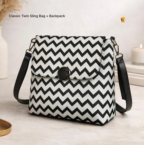 White_And_Black_Soft_Jute_Canvas_With_Pu_Leather_Sling_Bag_With_Backpack_For_Daily_Office_Work_Use