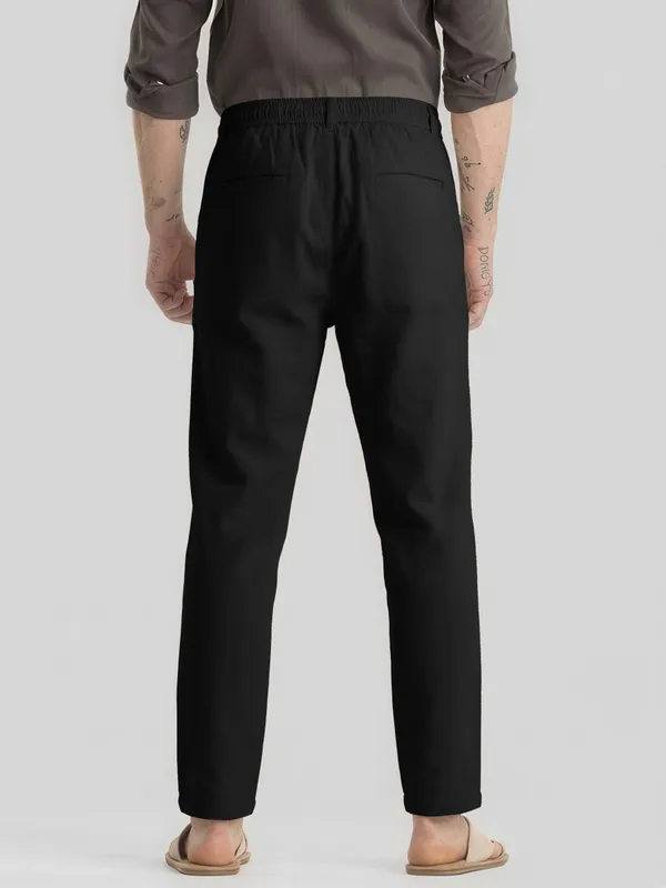 Mens_AIR_LINEN_Black_Drawstring_Casual_Pants