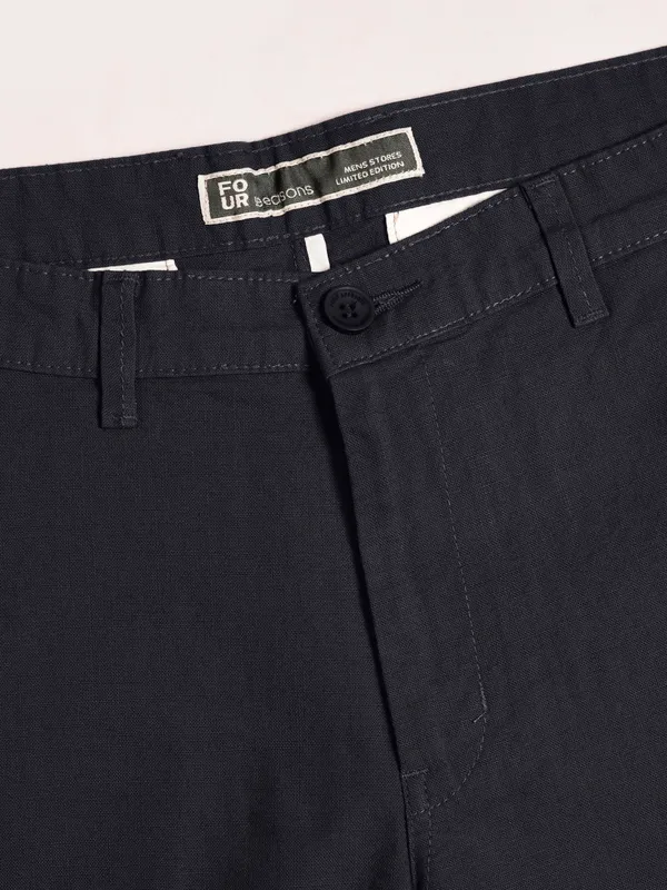 Navy_cool_linen_Flat_Front_Casual_Trousers_for_Men