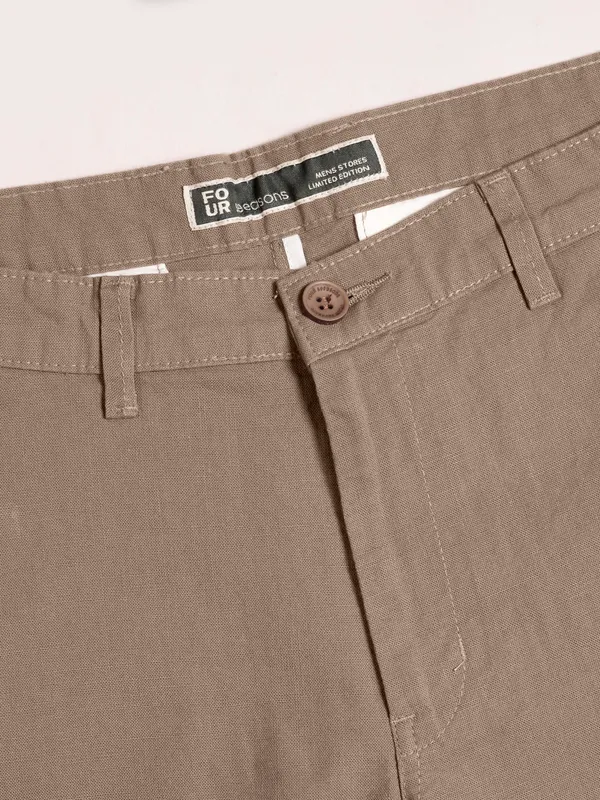 Brown_cool__linen_Flat_Front_trousers__for_Men