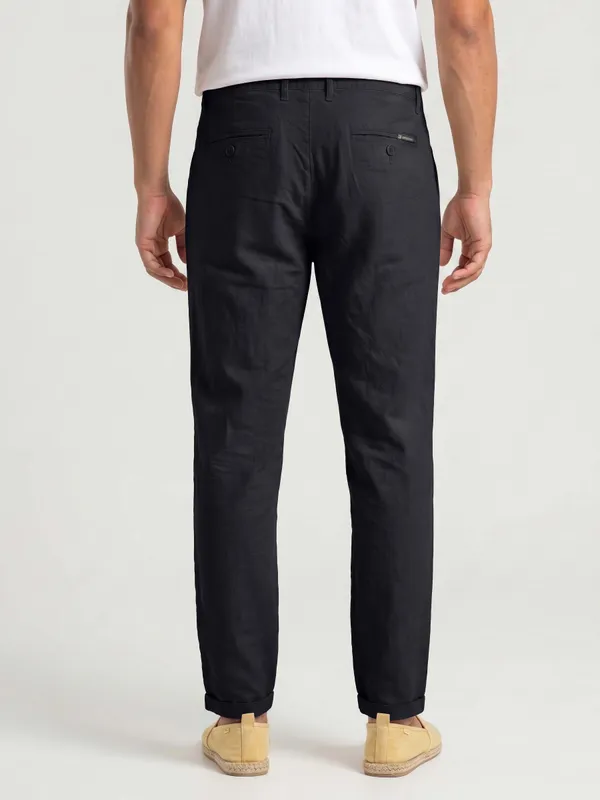 Navy_cool_linen_Flat_Front_Casual_Trousers_for_Men