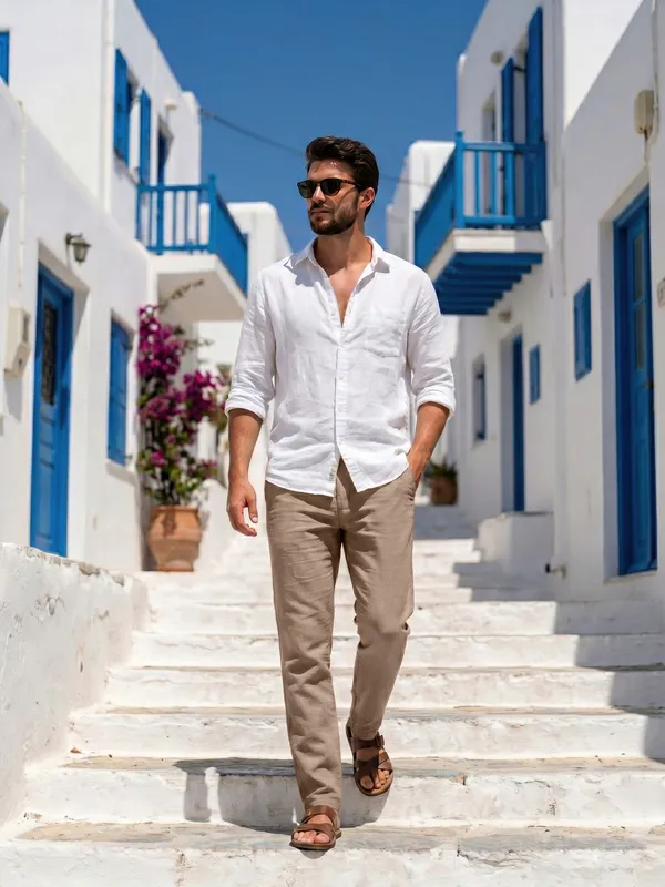 Brown_cool__linen_Flat_Front_trousers__for_Men