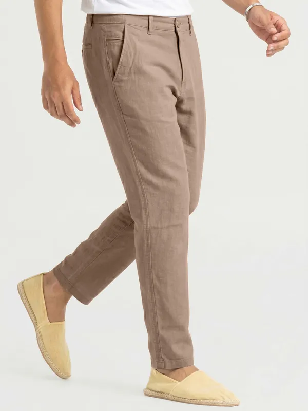 Brown_cool__linen_Flat_Front_trousers__for_Men
