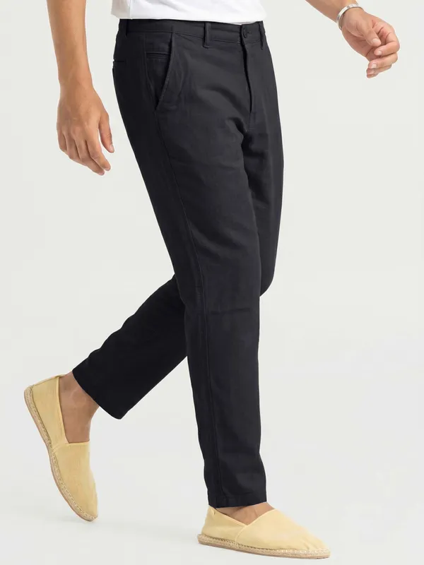 Navy_cool_linen_Flat_Front_Casual_Trousers_for_Men