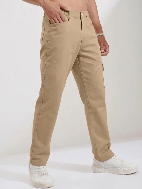Mens_Beige_Cargo_Pants_With_Button_Pocket_Detail
