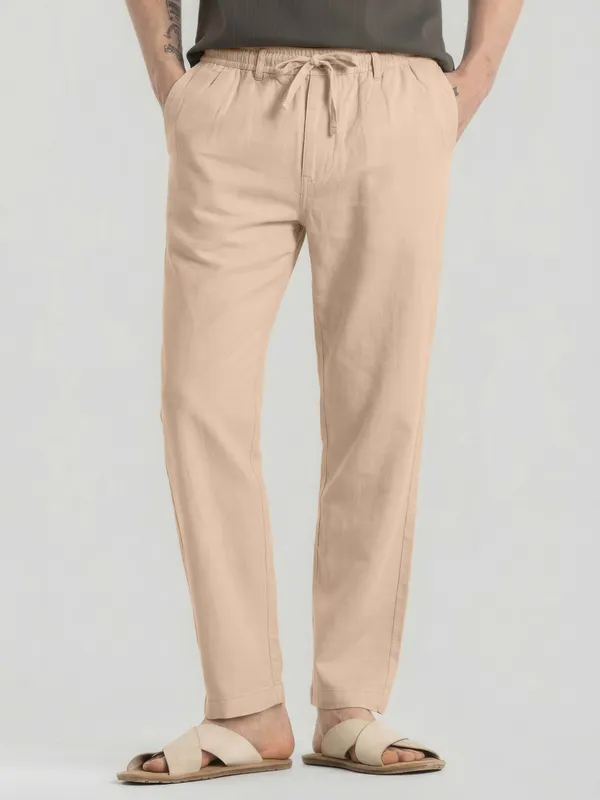 Mens_AIR_LINEN__Beige_Drawstring_Linen_Trousers