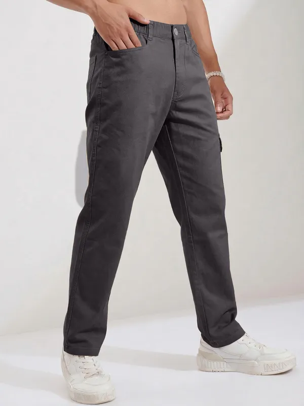 Mens_Charcoal_Grey_Cargo_Pants_With_Button_Pocket_Detail