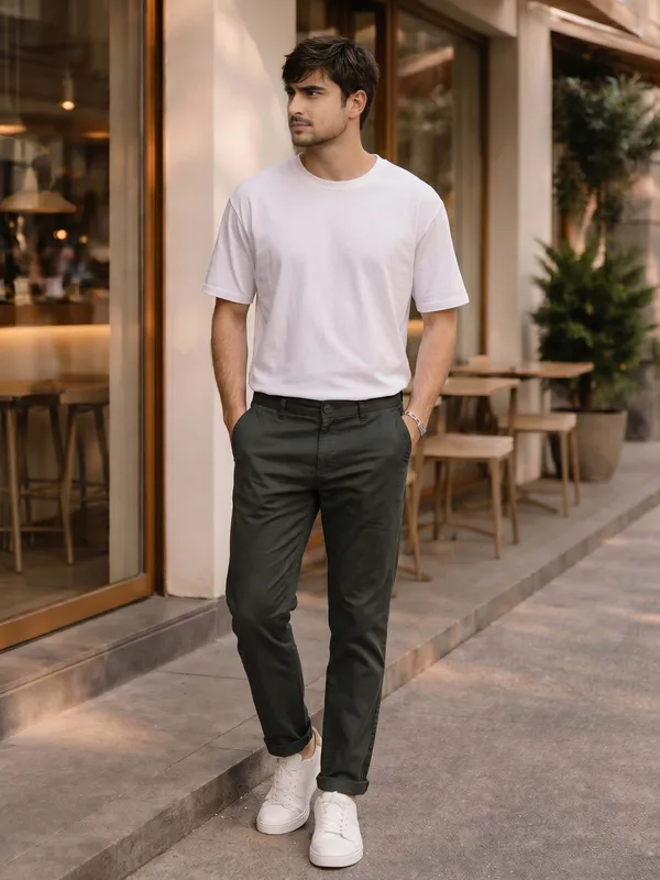 DARK_Olive_Green__Cotton_Casual_Chino_Trousers_for_Men