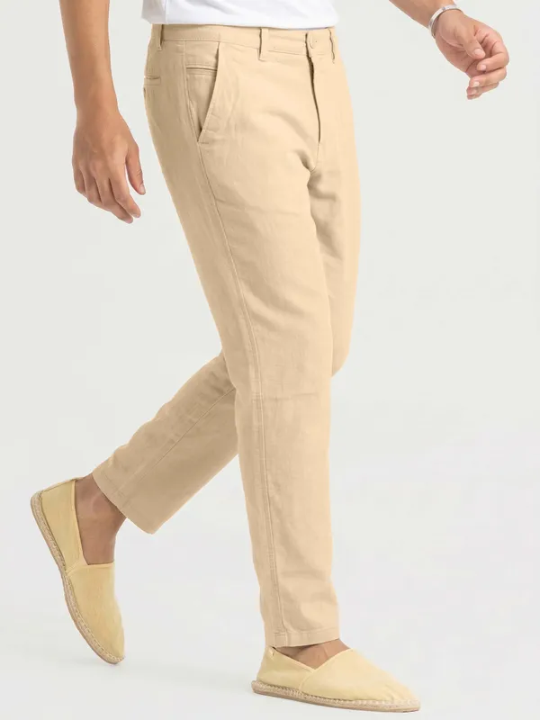 Beige_cool__linen_flat_front_trouers___for_Men