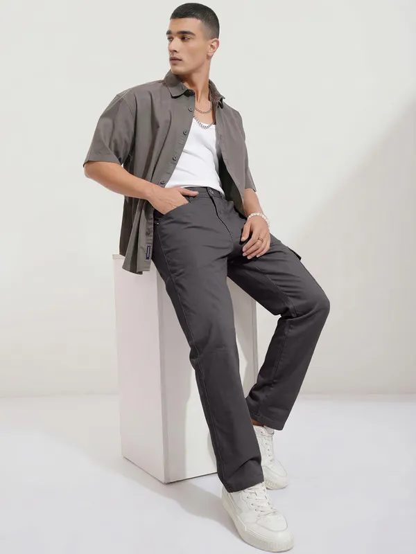 Mens_Charcoal_Grey_Cargo_Pants_With_Button_Pocket_Detail
