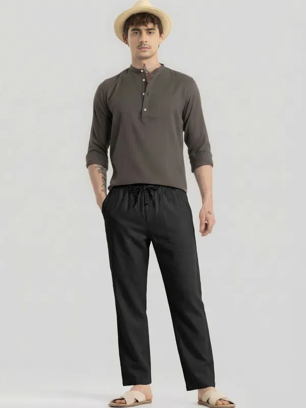 Mens_AIR_LINEN_Black_Drawstring_Casual_Pants