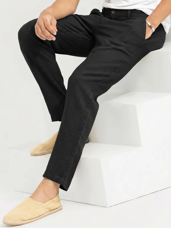Black_cool_linen_Flat_Front__Trousers_for_Men