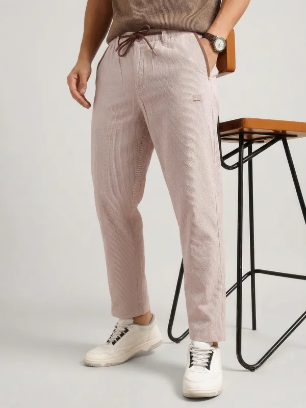 Brown_Striped_Cotton_Drawstring_Casual_Trousers_for_Men