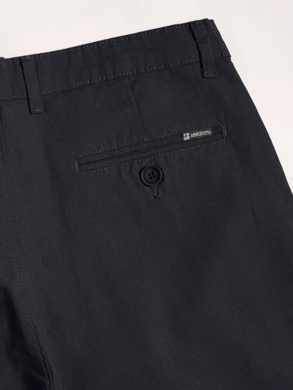 Navy_cool_linen_Flat_Front_Casual_Trousers_for_Men