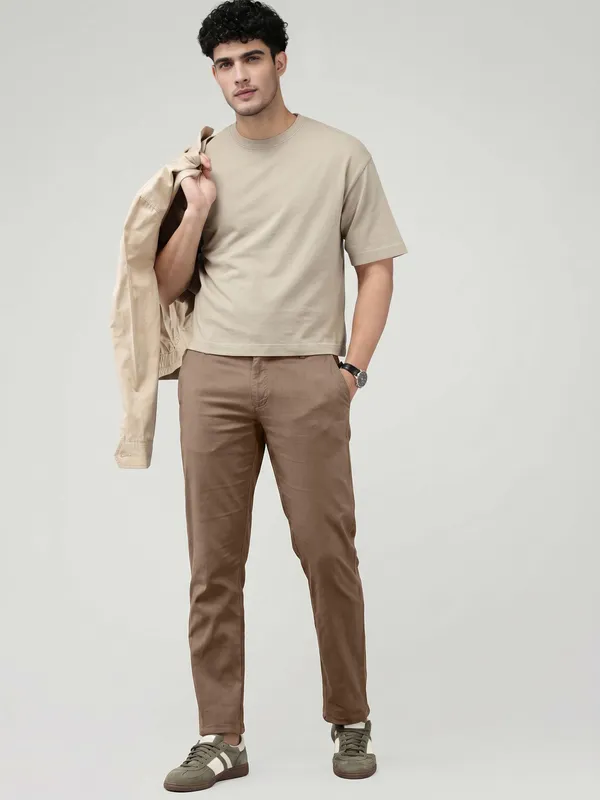 MOSS_Brown_Cotton_Casual_Chino_Trousers_for_Men
