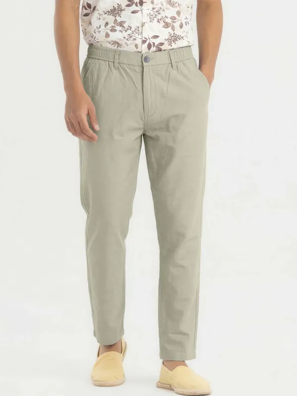 Mens_Sage_Green_Elasticated_Waist_Chino_Trousers