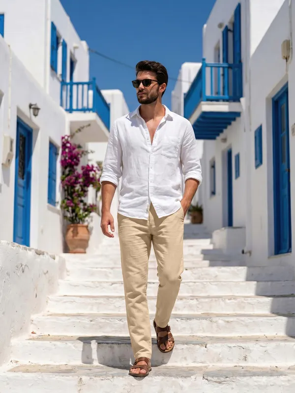 Beige_cool__linen_flat_front_trouers___for_Men