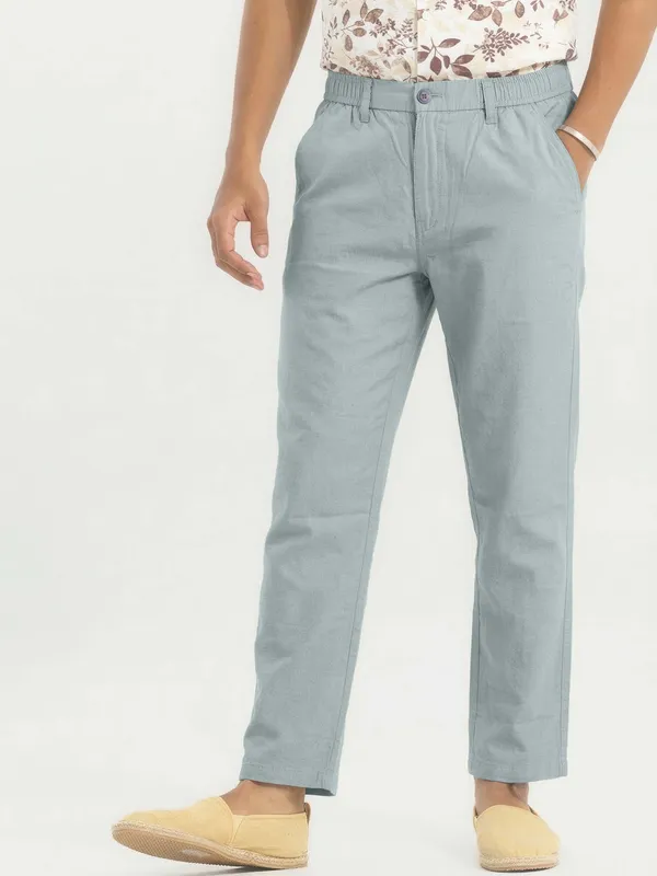 Mens_Sage_Green_Casual_Trousers_With_Elastic_Waistband