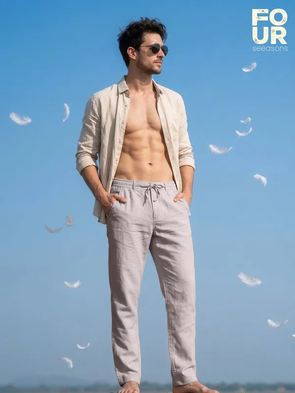 Mens_AIR_LINEN_Casual_Drawstring_Pants_Light_Grey