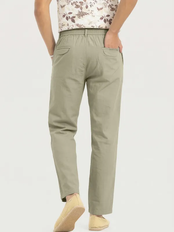 Mens_Olive_Green_Elastic_Waist_Casual_Trousers