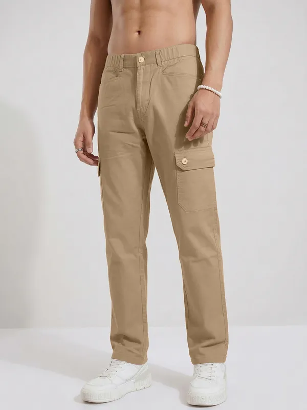 Mens_Beige_Cargo_Pants_With_Button_Pocket_Detail