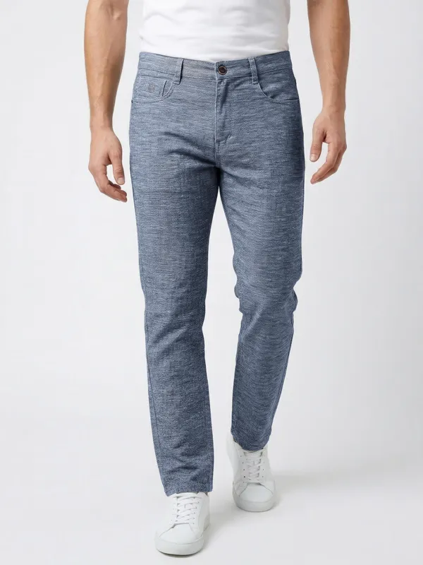 Mens_Blue_Textured_Slim_Fit_Casual_Trousers