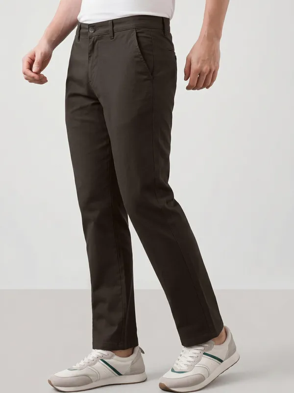 DK_OLIVE_Solid_Slim_Fit_4WAY_STRETCH_Trousers_for_Men