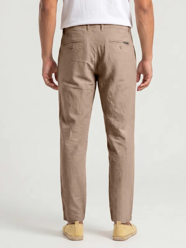 Brown_cool__linen_Flat_Front_trousers__for_Men