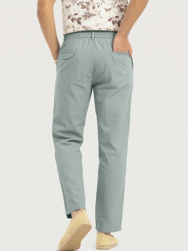 Mens_Sage_Green_Casual_Trousers_With_Elastic_Waistband