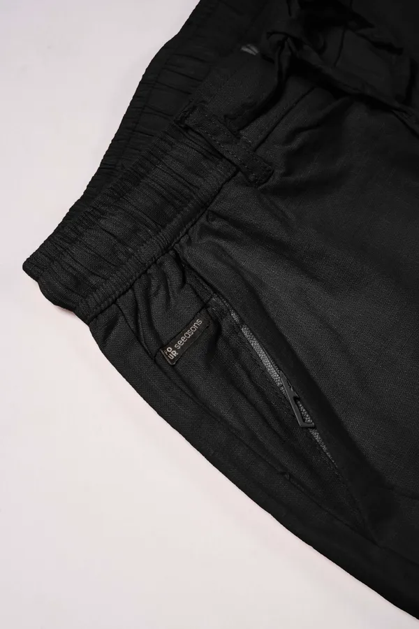 Mens_AIR_LINEN_Black_Drawstring_Casual_Pants