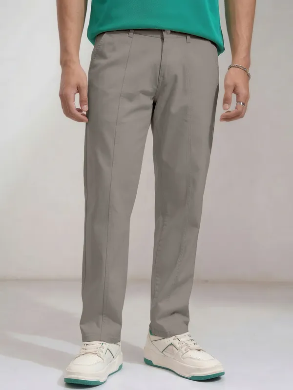 Mens_grey_Olive__casual__Trousers_With_Flat_Front_And_Straight_Fit